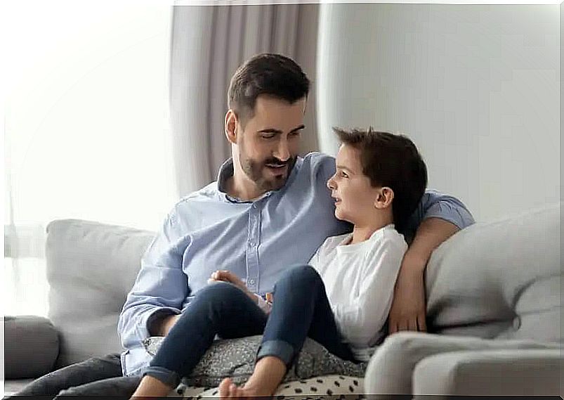 Father talking to his son about resilience.